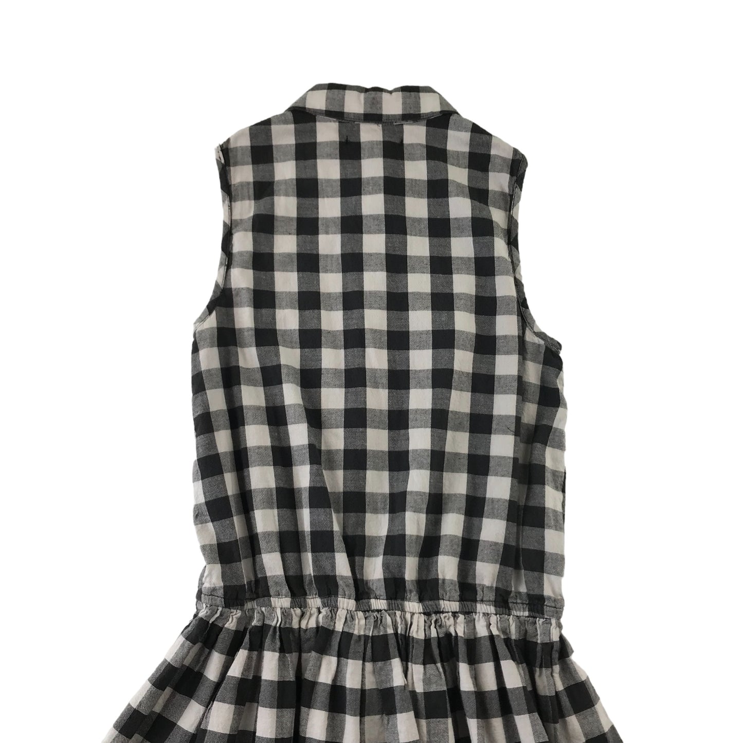 M&S Dress Age 10 Black and White Checked Sleeveless Shirt Style Cotton