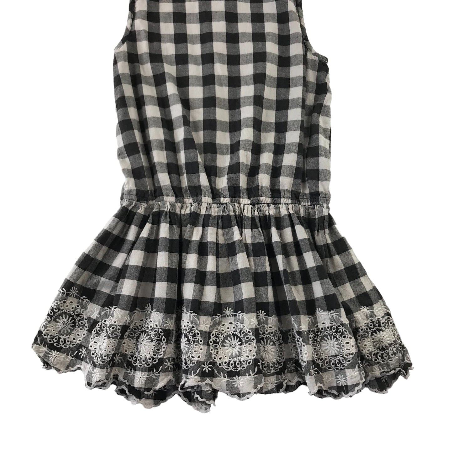 M&S Dress Age 10 Black and White Checked Sleeveless Shirt Style Cotton