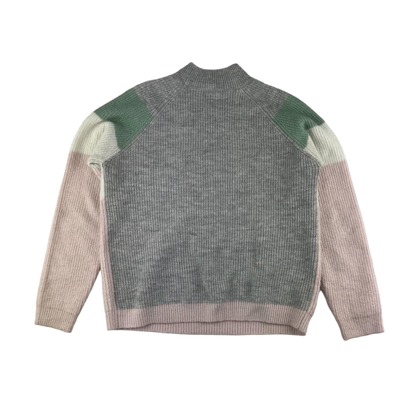 Primark Jumper Age 14 Grey green pink white panelling