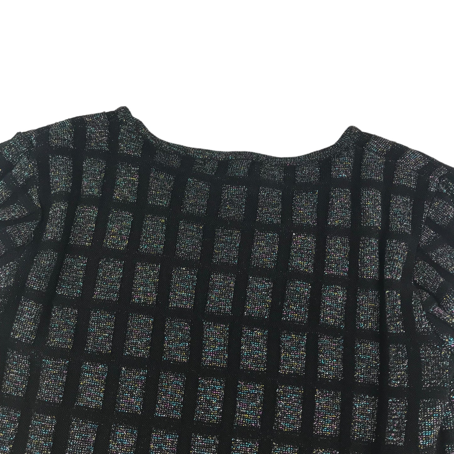 Top Shop Light Jumper Size 14 Black Sparkly Metallic Check Pattern