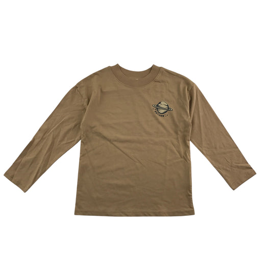 H&M t-shirt 5-6 years beige Saturn planet print cotton long sleeve