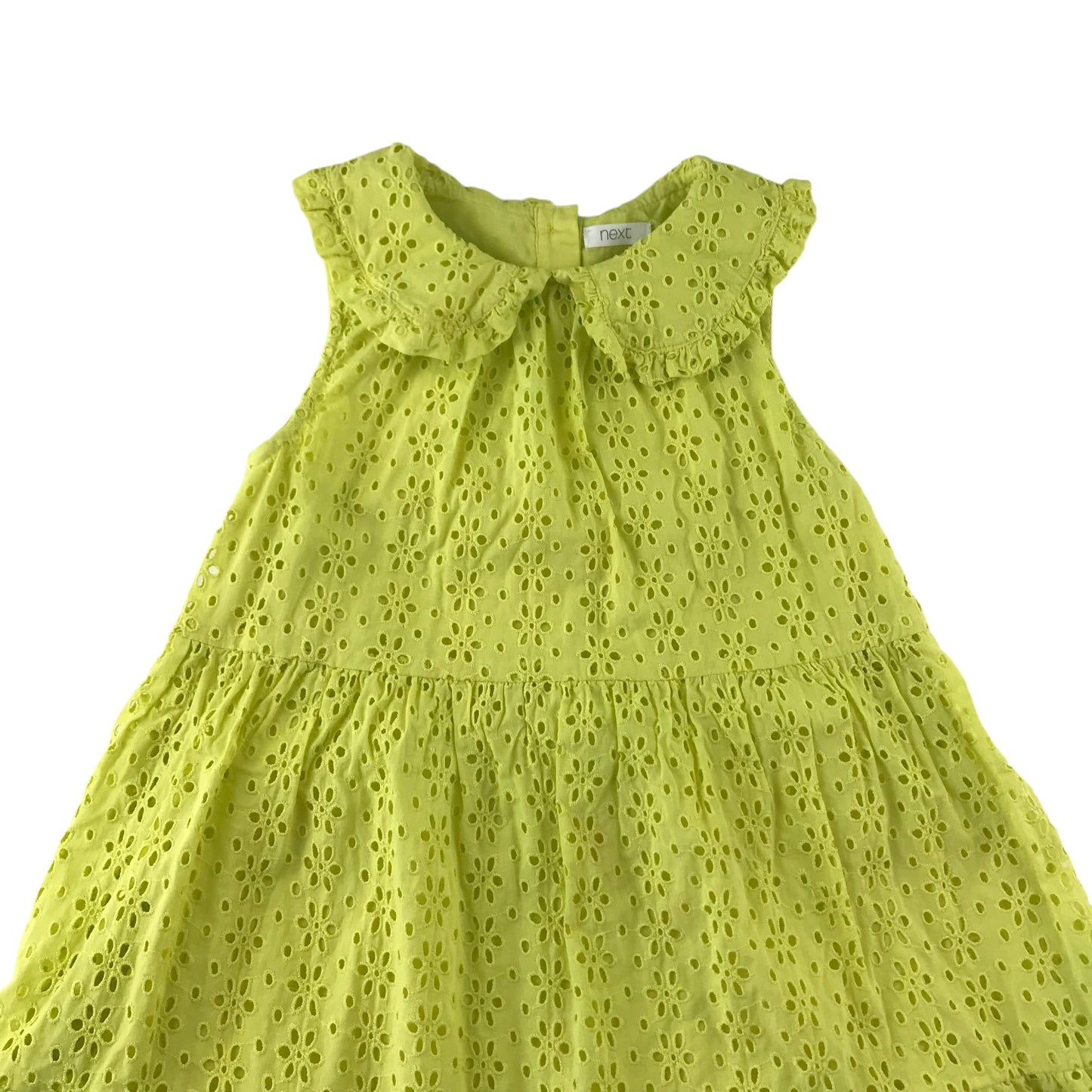 Next Dress Age 4 Yellow Sleeveless Lace Style Embroidered Cotton