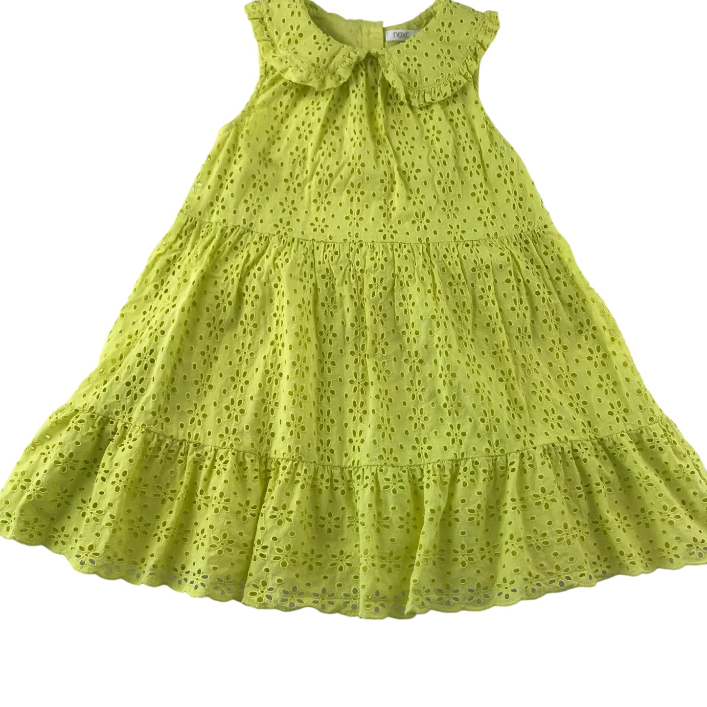 Next Dress Age 4 Yellow Sleeveless Lace Style Embroidered Cotton