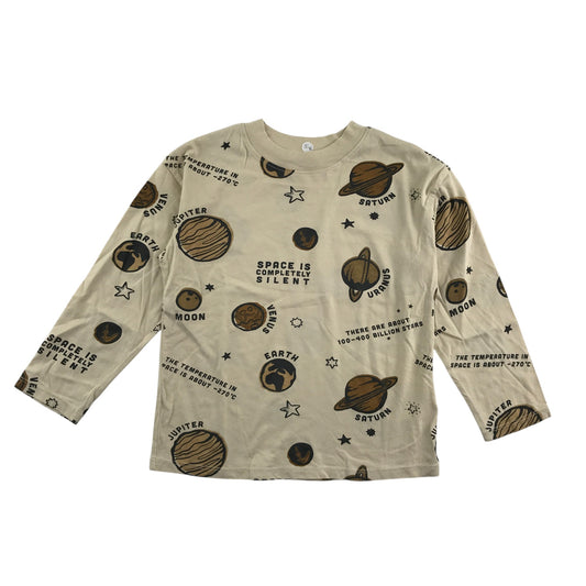 H&M t-shirt 5-6 years cream Saturn planet print long sleeve cotton