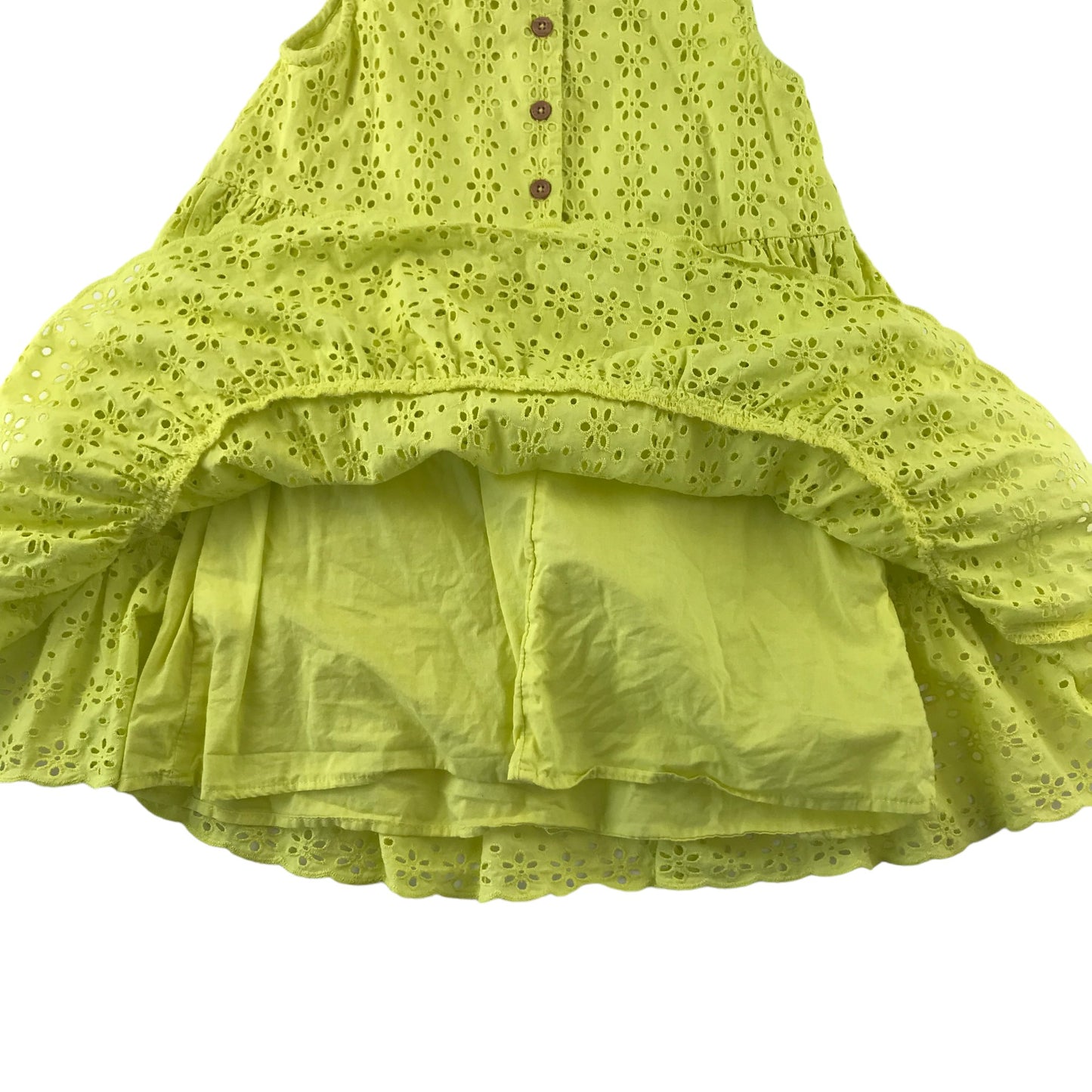 Next Dress Age 4 Yellow Sleeveless Lace Style Embroidered Cotton