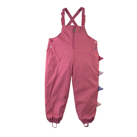 Nutmeg Puddle trousers 5-6 yrs pink leg spikes and adjustable shoulder straps