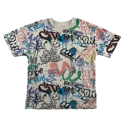 Next t-shirt 7 years all over graffiti multicolour print cotton