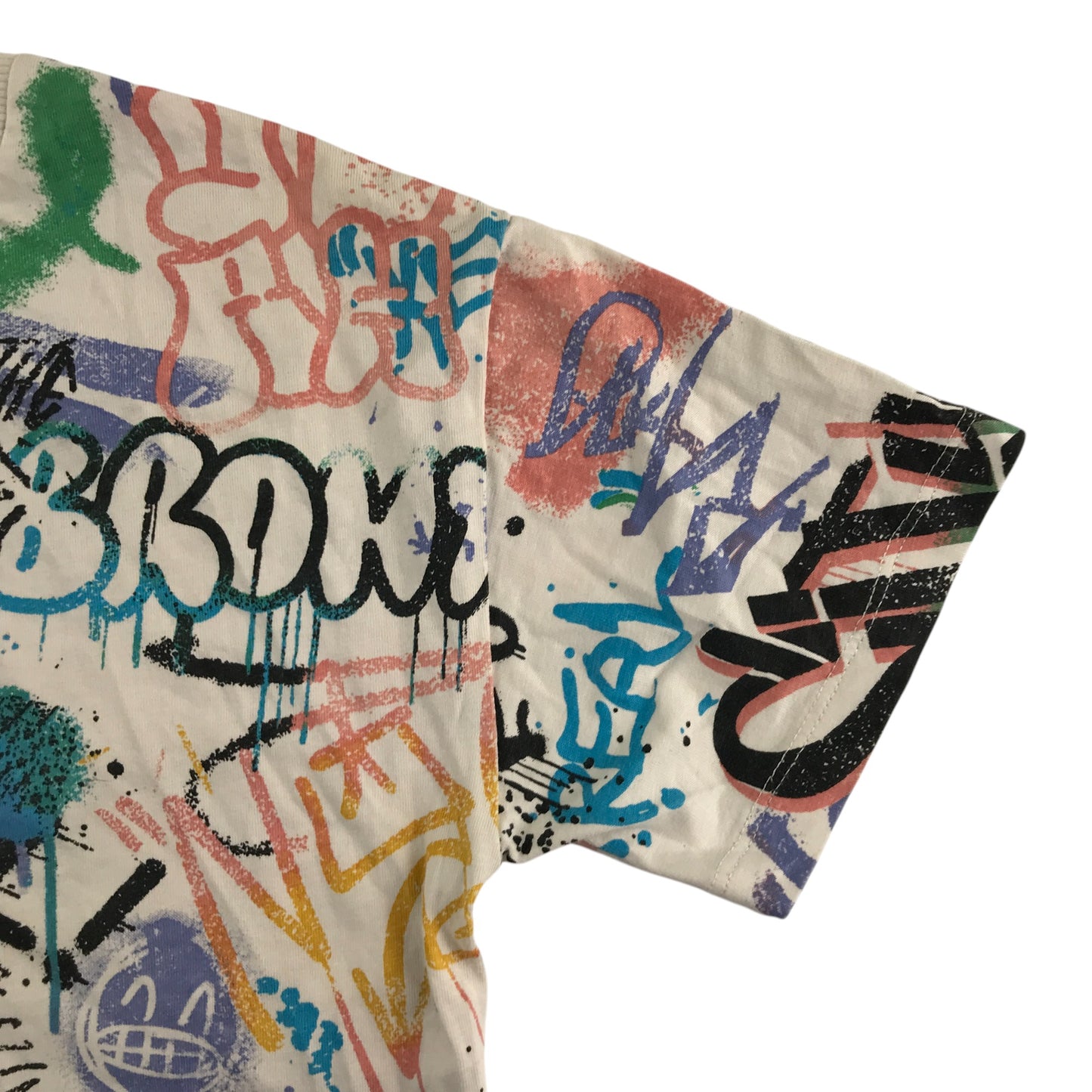 Next t-shirt 7 years all over graffiti multicolour print cotton