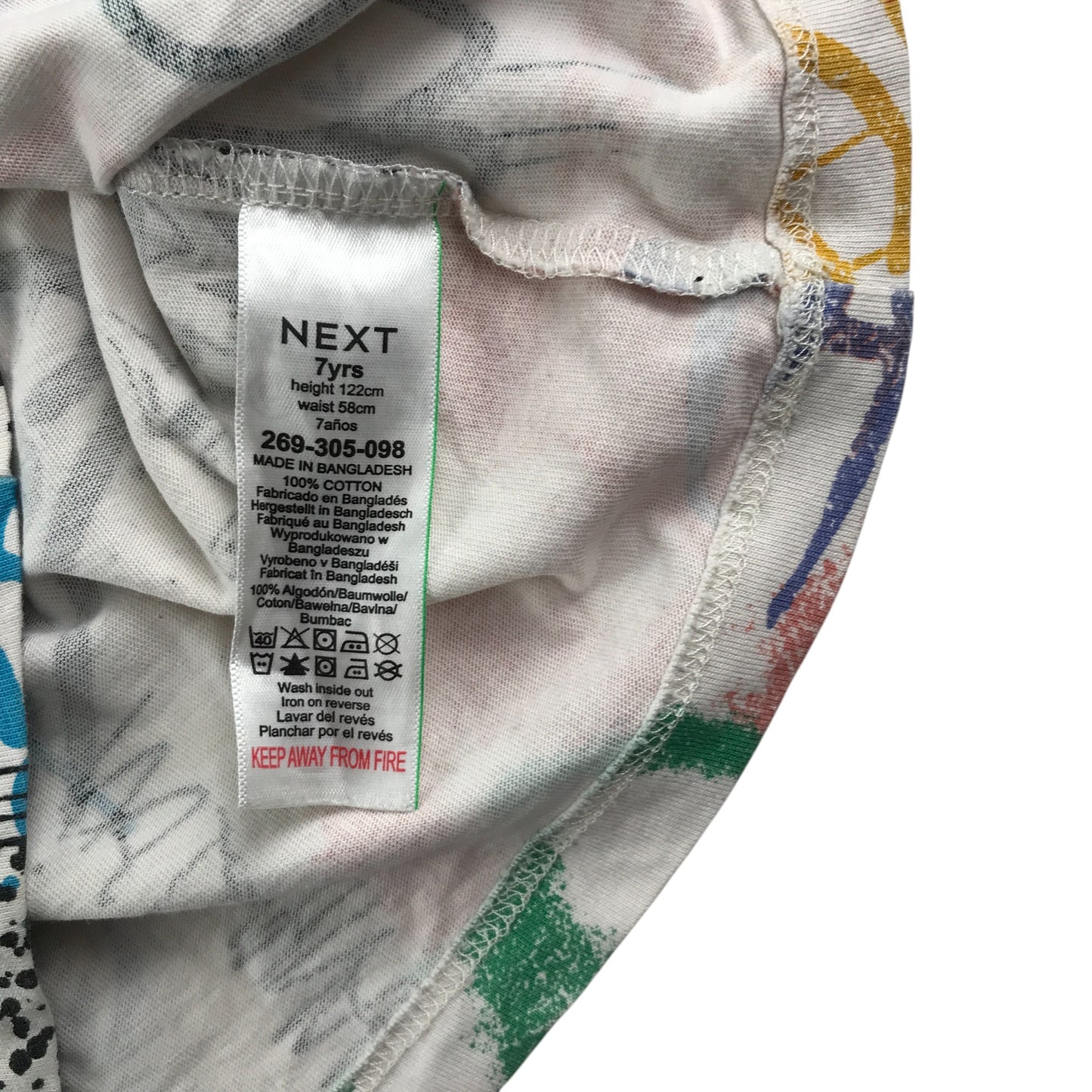 Next t-shirt 7 years all over graffiti multicolour print cotton