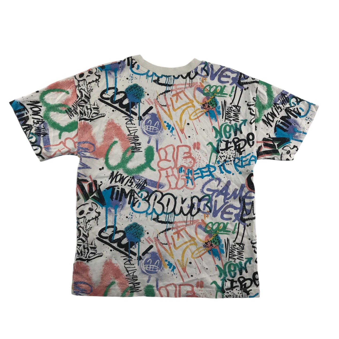Next t-shirt 7 years all over graffiti multicolour print cotton