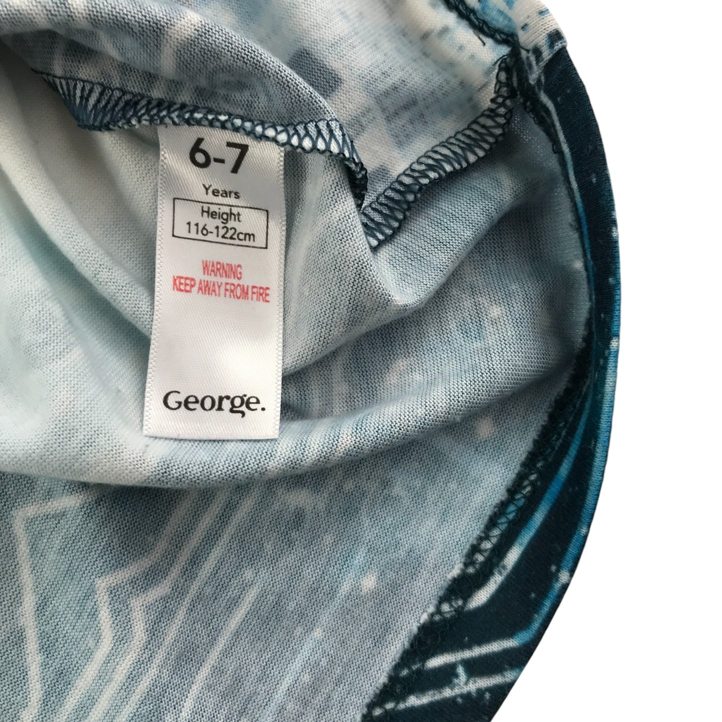 George t-shirt 6-7 years blue futuristic print with text