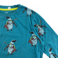 M&S t-shirt 6-7 years blue long sleeve penguin graphic print cotton