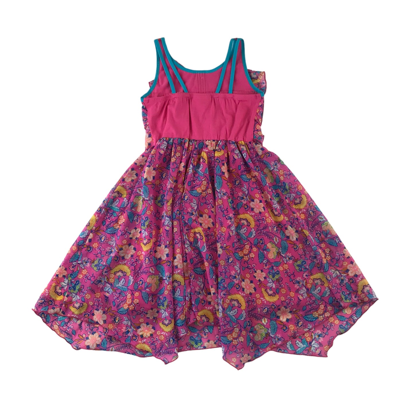 Jona Michelle Dress Age 10 Pink Floral Chiffon Layered Sleeveless