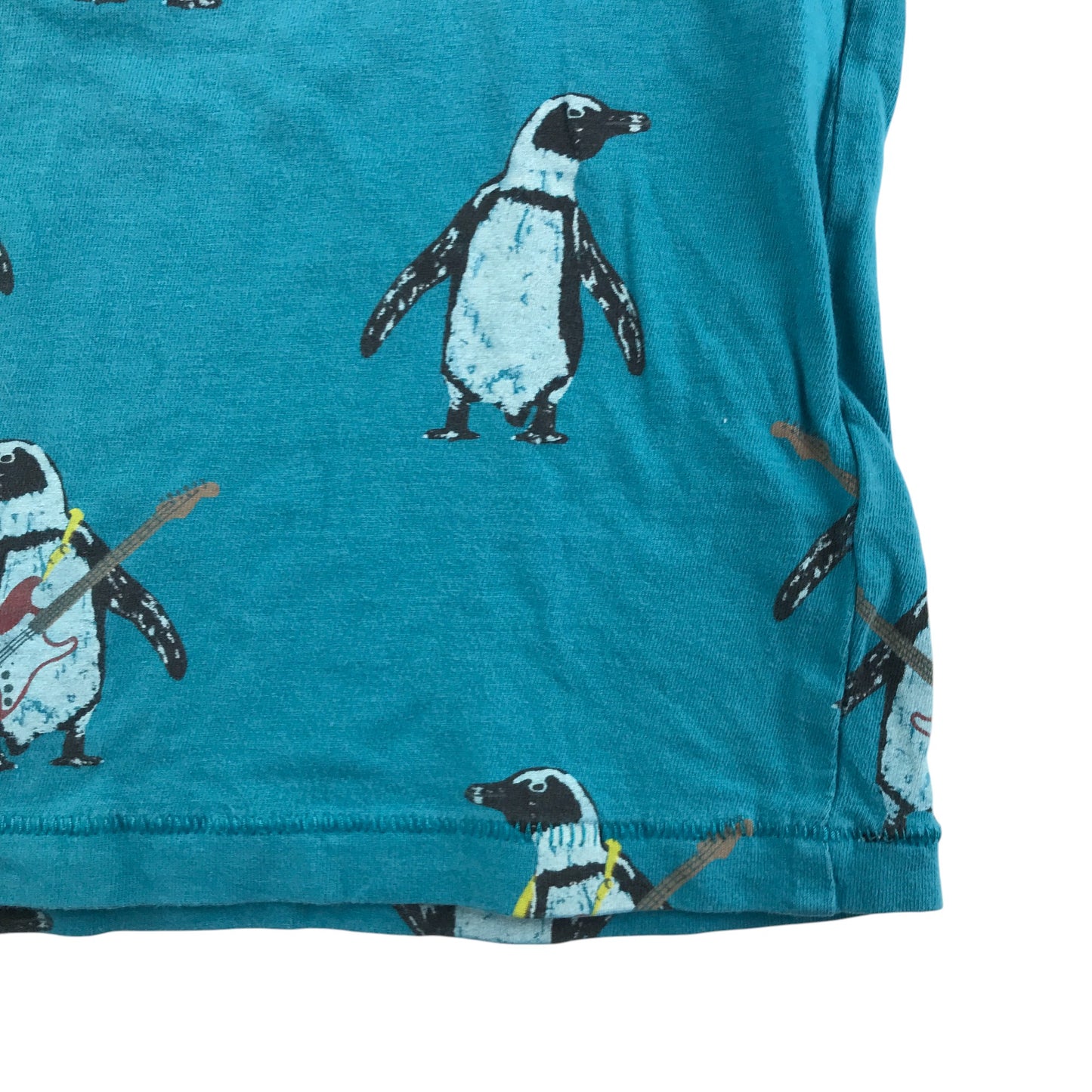 M&S t-shirt 6-7 years blue long sleeve penguin graphic print cotton