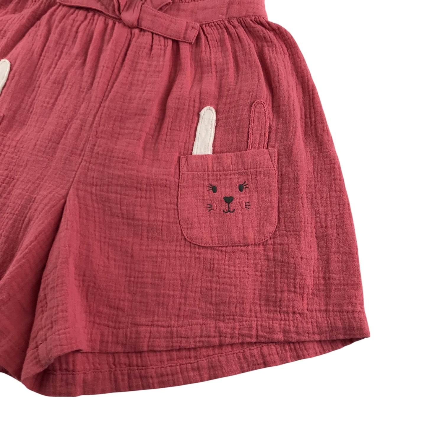 Nutmeg shorts 5-6 year pink animal pocket details and bowtie around waist cotton