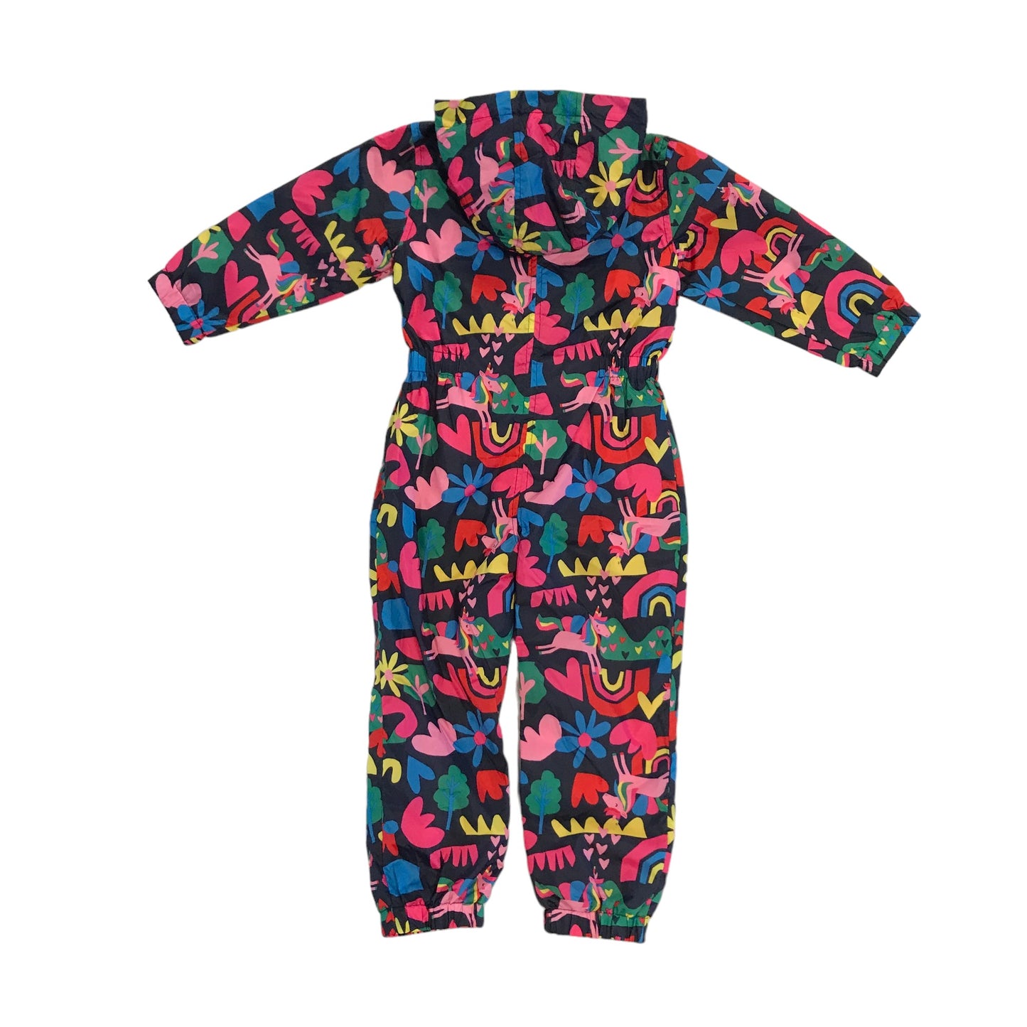 Matalan overalls 5-6 years Multicoloured showerproof graphic design with unicorns and rainbows