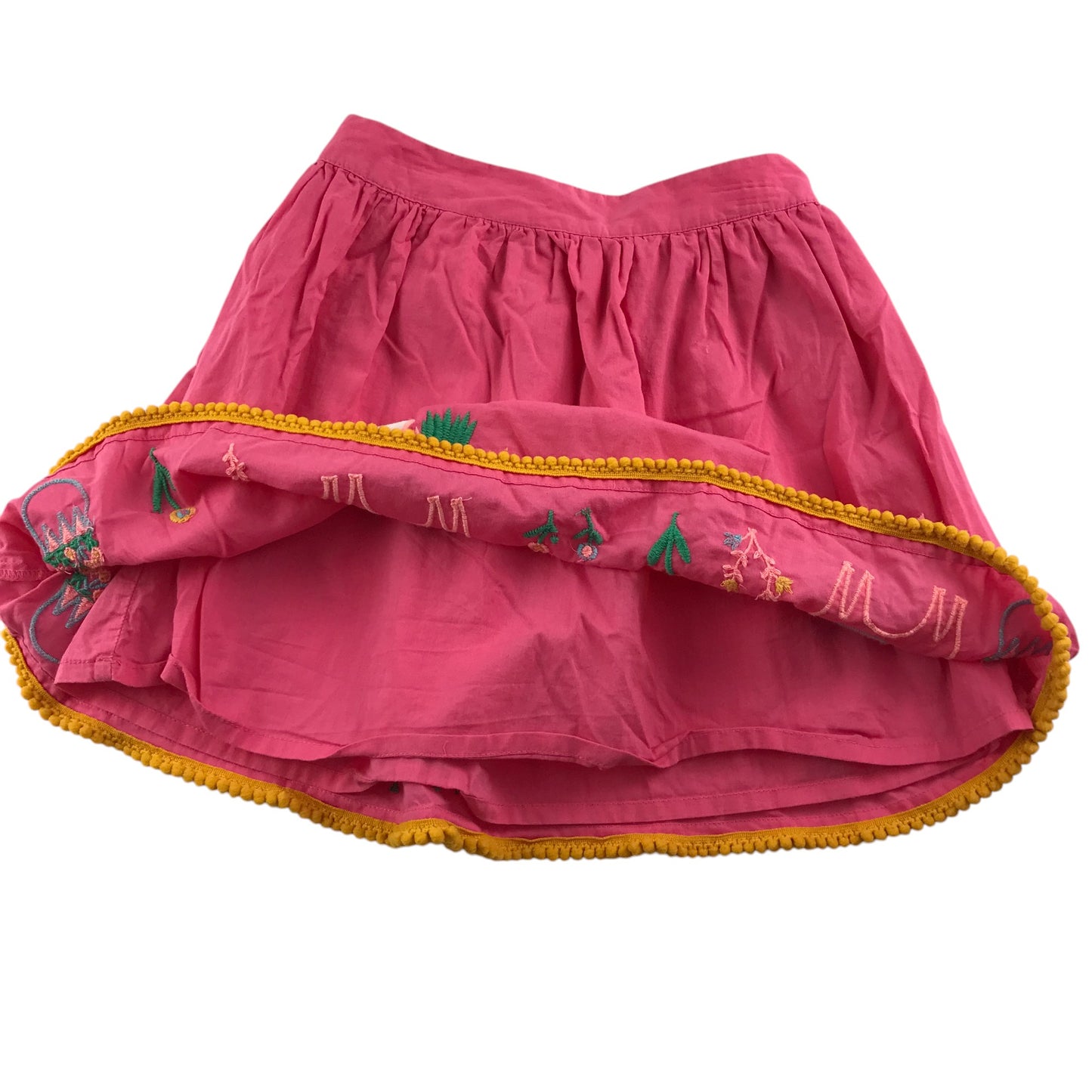 Nutmeg skirt 5-6 year pink lama and floral embroidery with detailed hem cotton