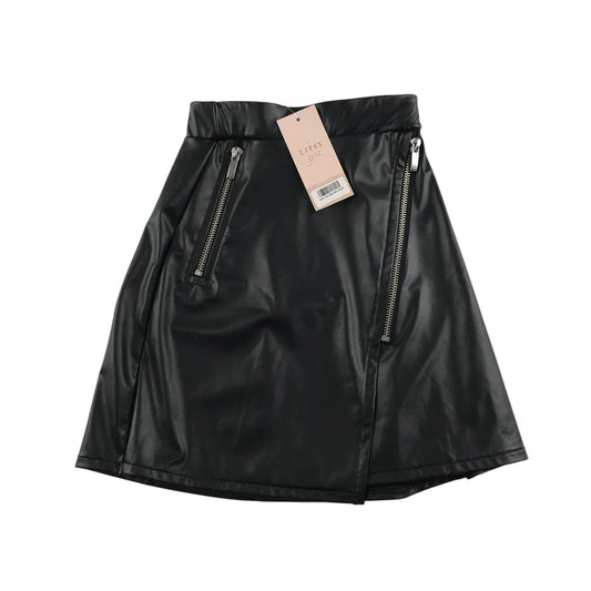 Lipsy London skirt 5-6 year black faux leather with zipper detailing