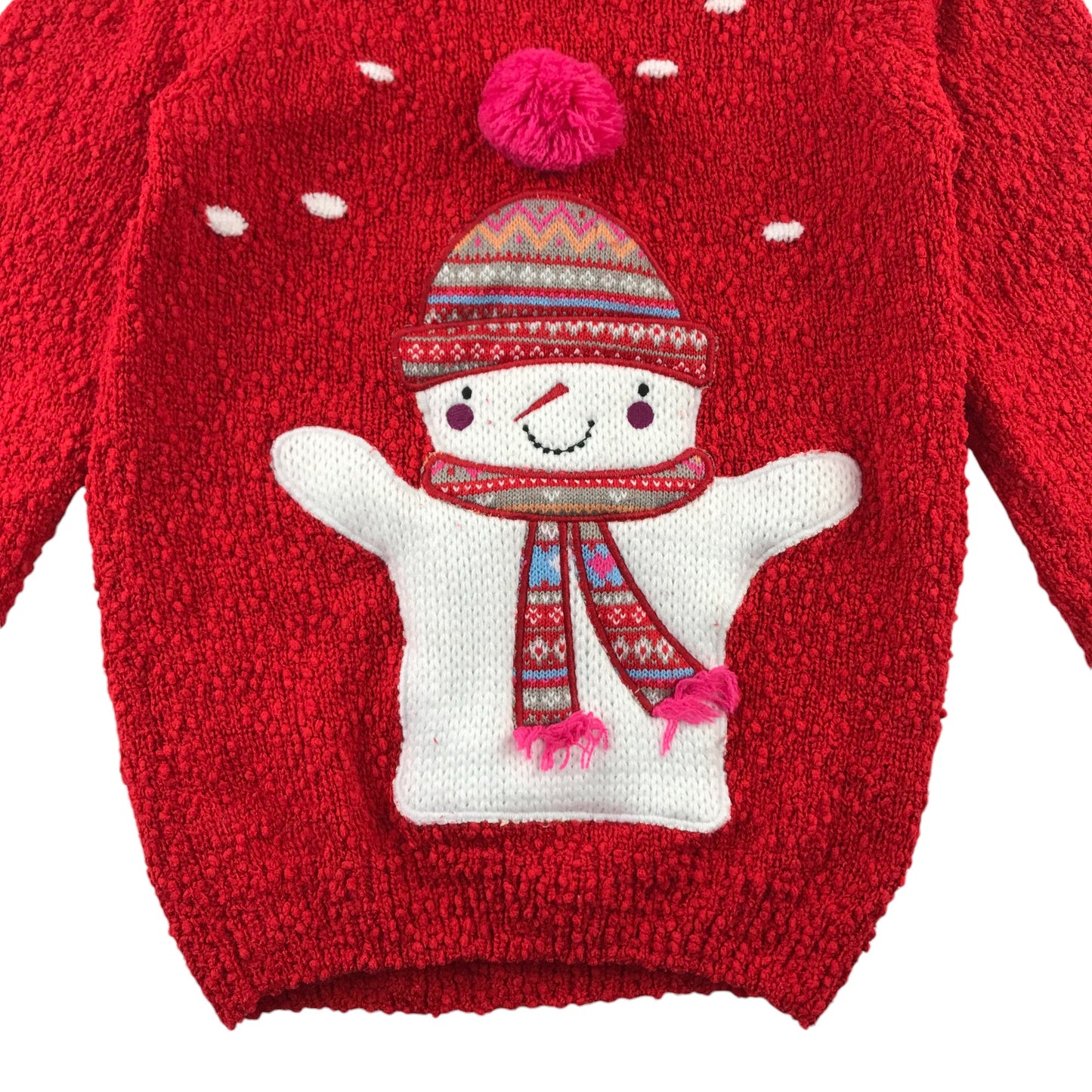 Tu festive jumper 5-6 Years red snow themed snowman graphic