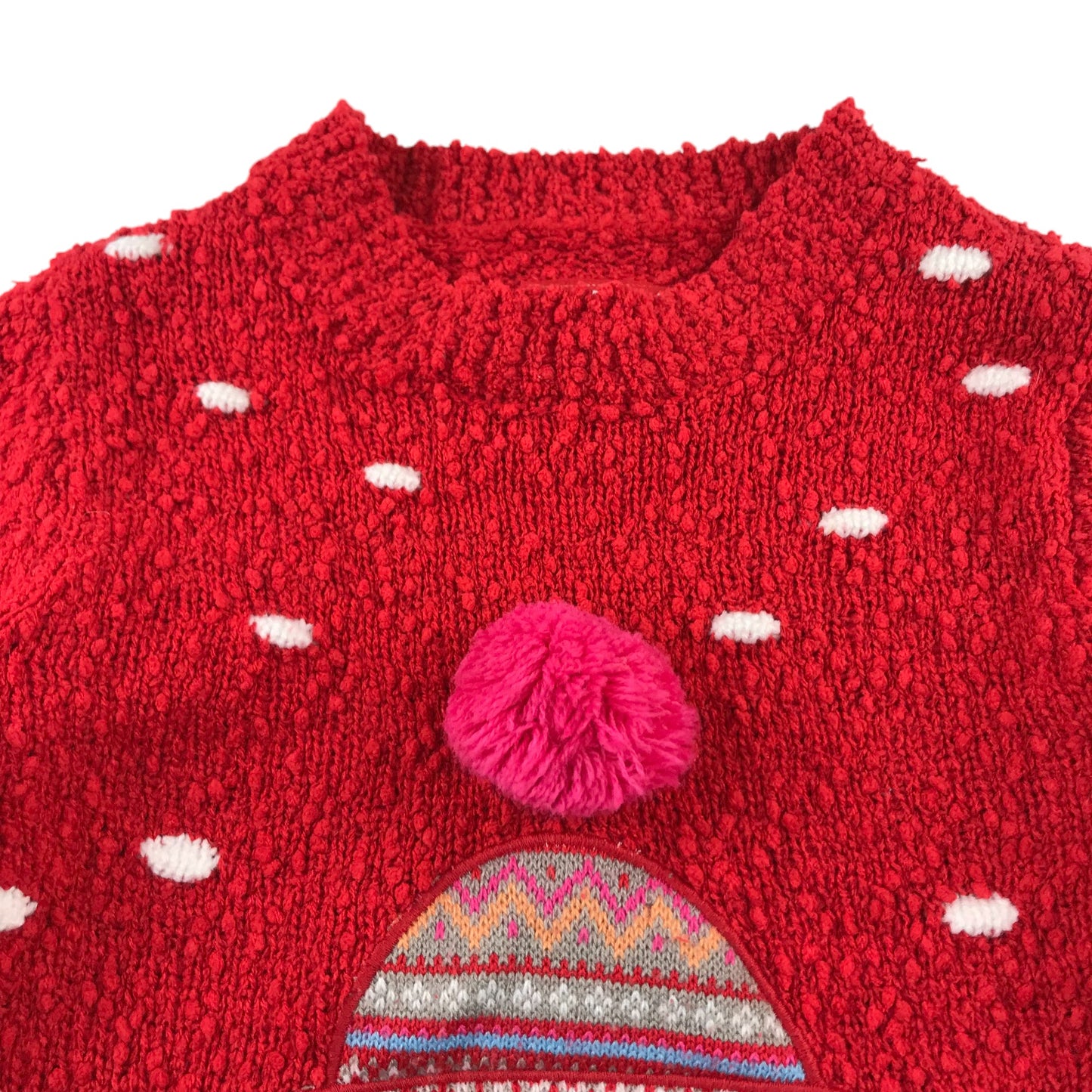 Tu festive jumper 5-6 Years red snow themed snowman graphic