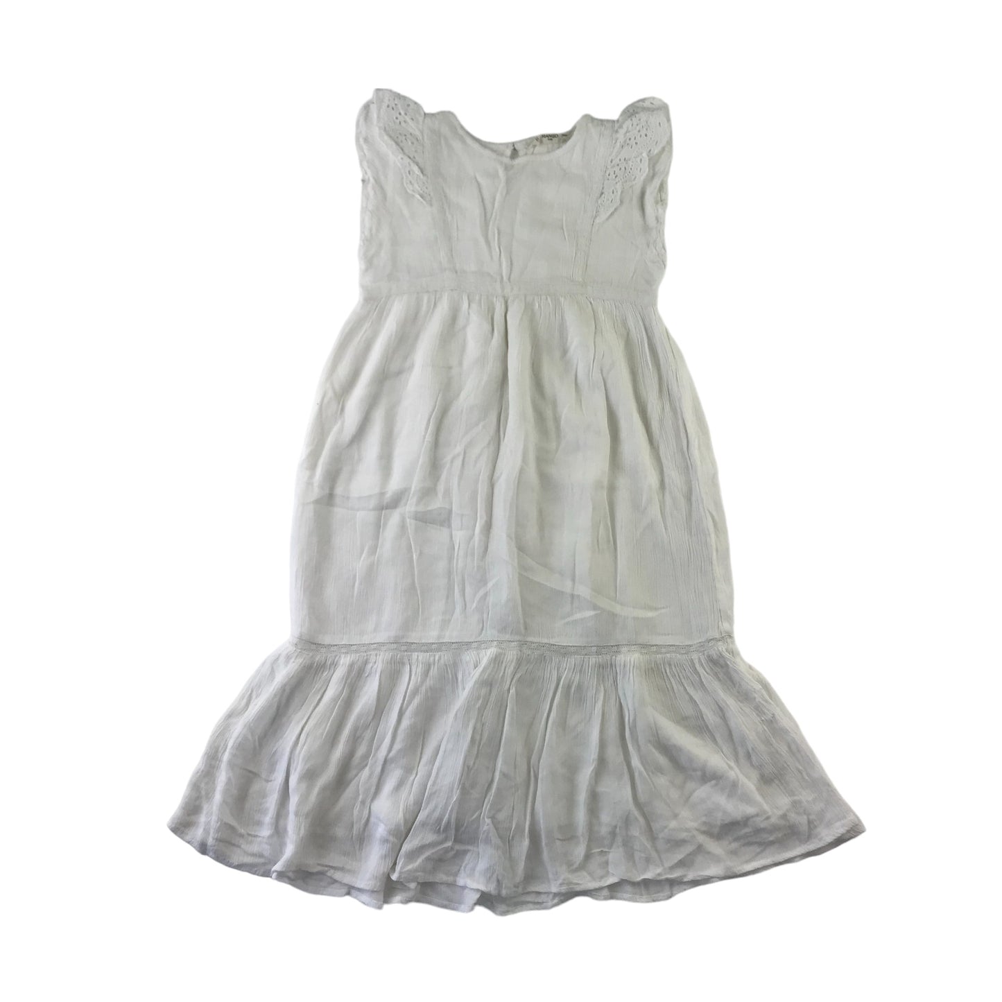 Mango Dress Age 5-6 White Peplum Hem Plain