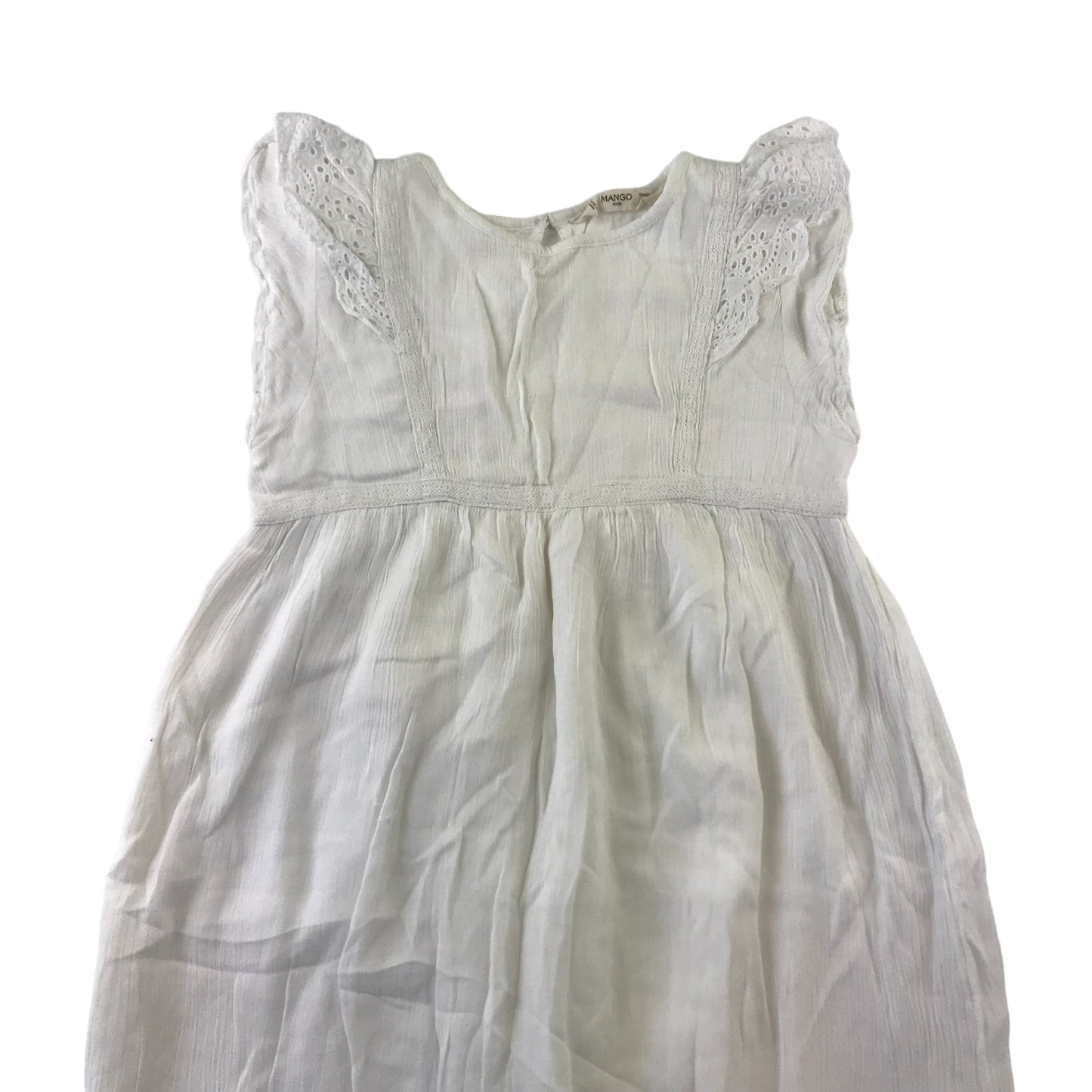 Mango Dress Age 5-6 White Peplum Hem Plain