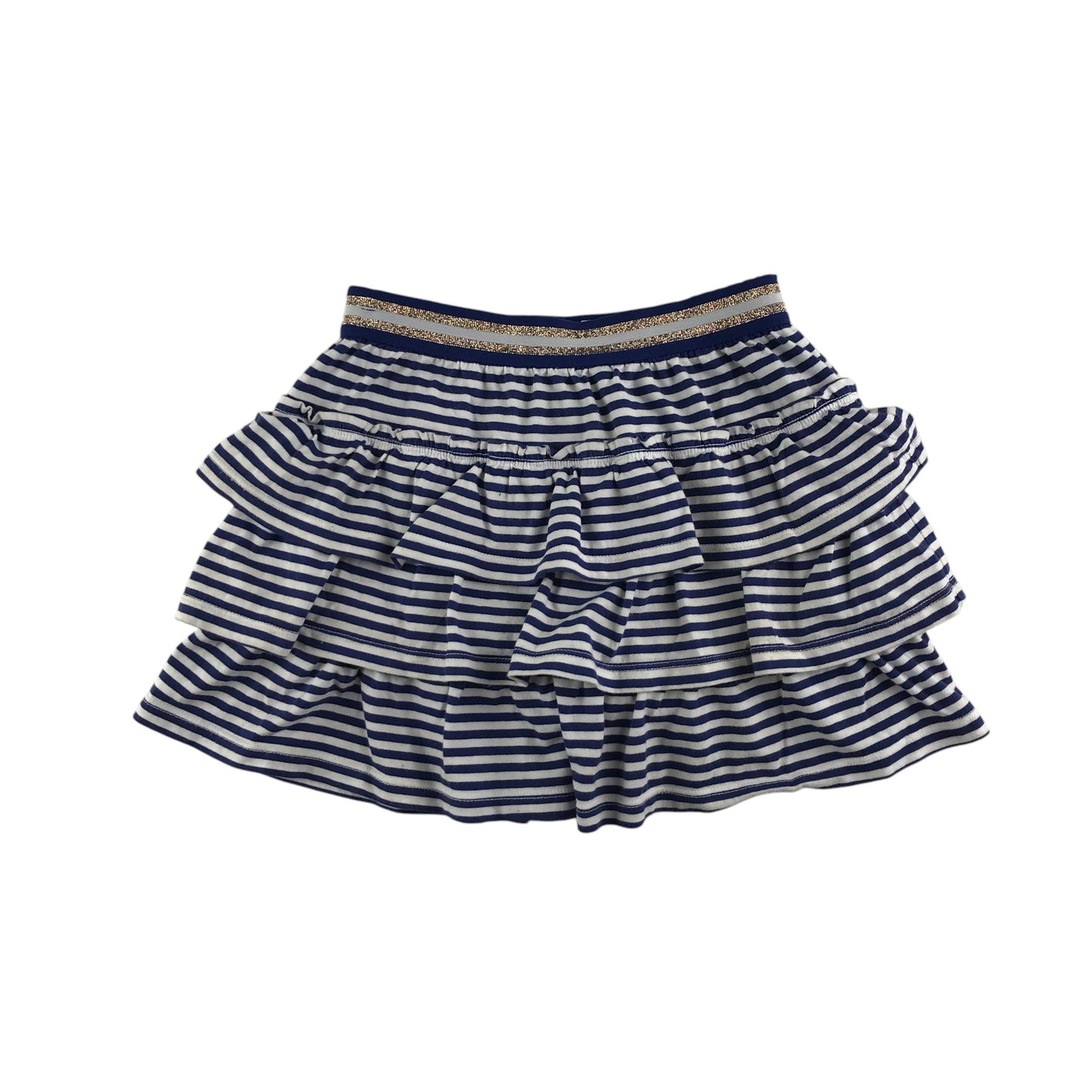 Boden skort 6-7 year navy and white stripy layered with golden glittery waistband