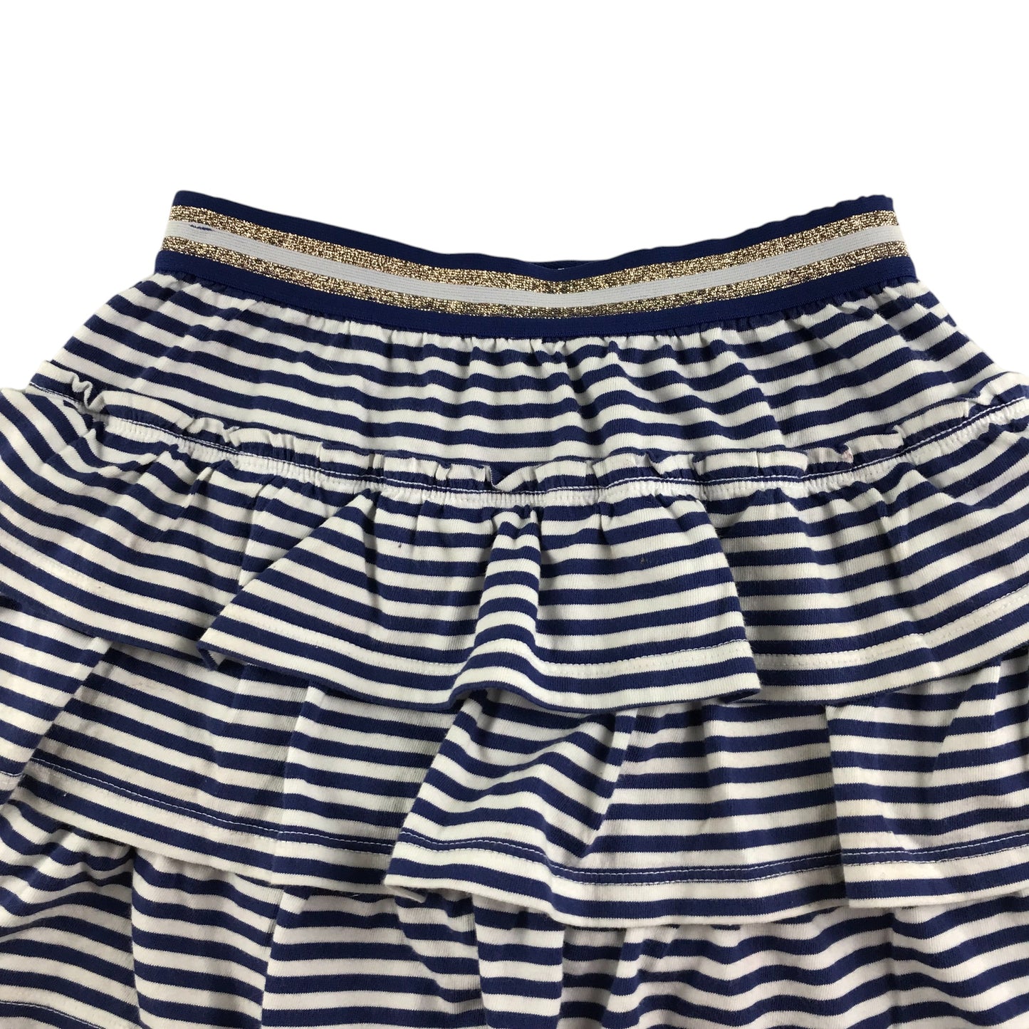 Boden skort 6-7 year navy and white stripy layered with golden glittery waistband