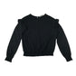 H&M blouse 12-13 years black frilled shoulder details and elasticated waist