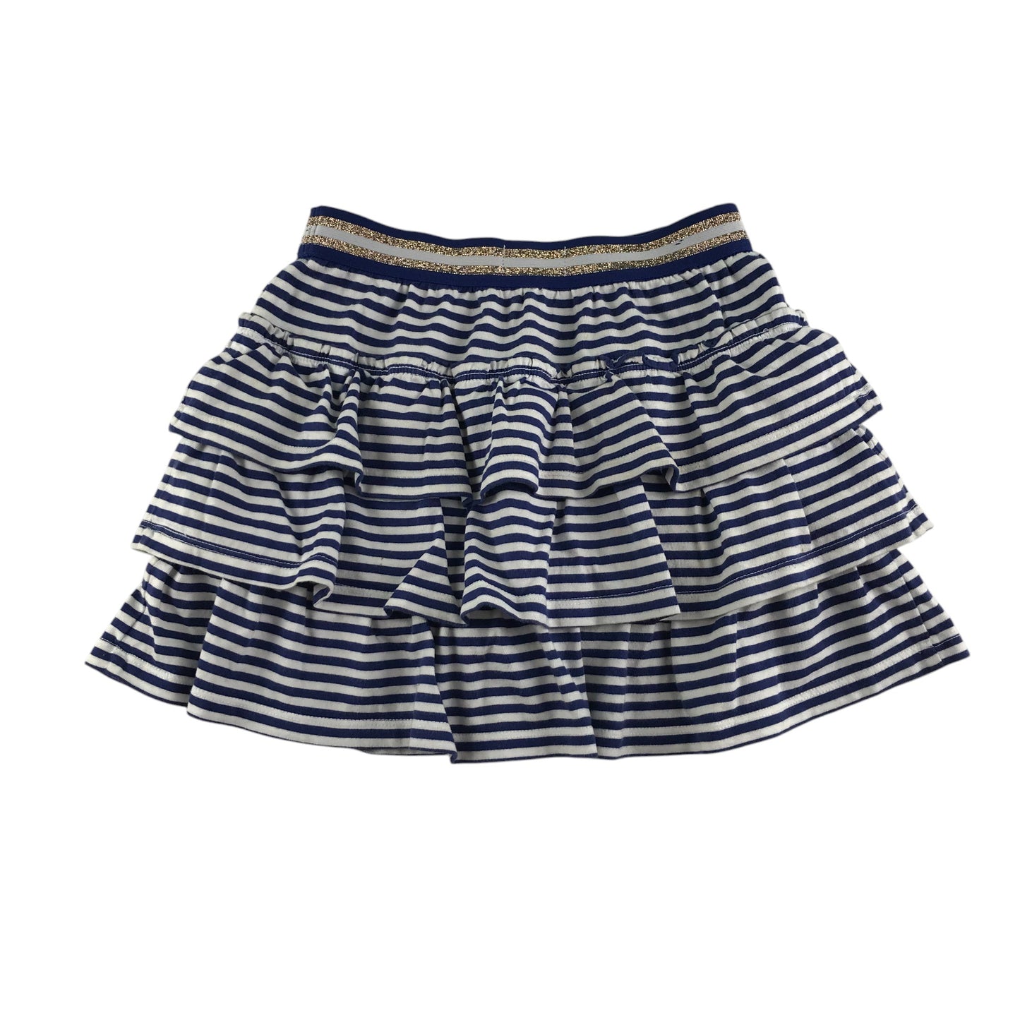 Boden skort 6-7 year navy and white stripy layered with golden glittery waistband