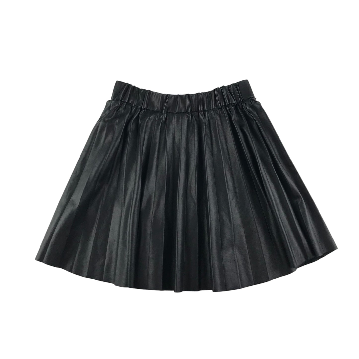 Zara skirt 6-7 year black faux leather pleated with thin waist band