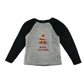 Primark Festive Jumper 7-8 Years Grey with Black Sleeves Fluffy Pizza Tree Graphic