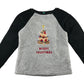 Primark Festive Jumper 7-8 Years Grey with Black Sleeves Fluffy Pizza Tree Graphic