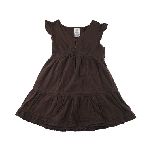 GAP Dress Age 10 Brown Sleeveless Flared Lace Details