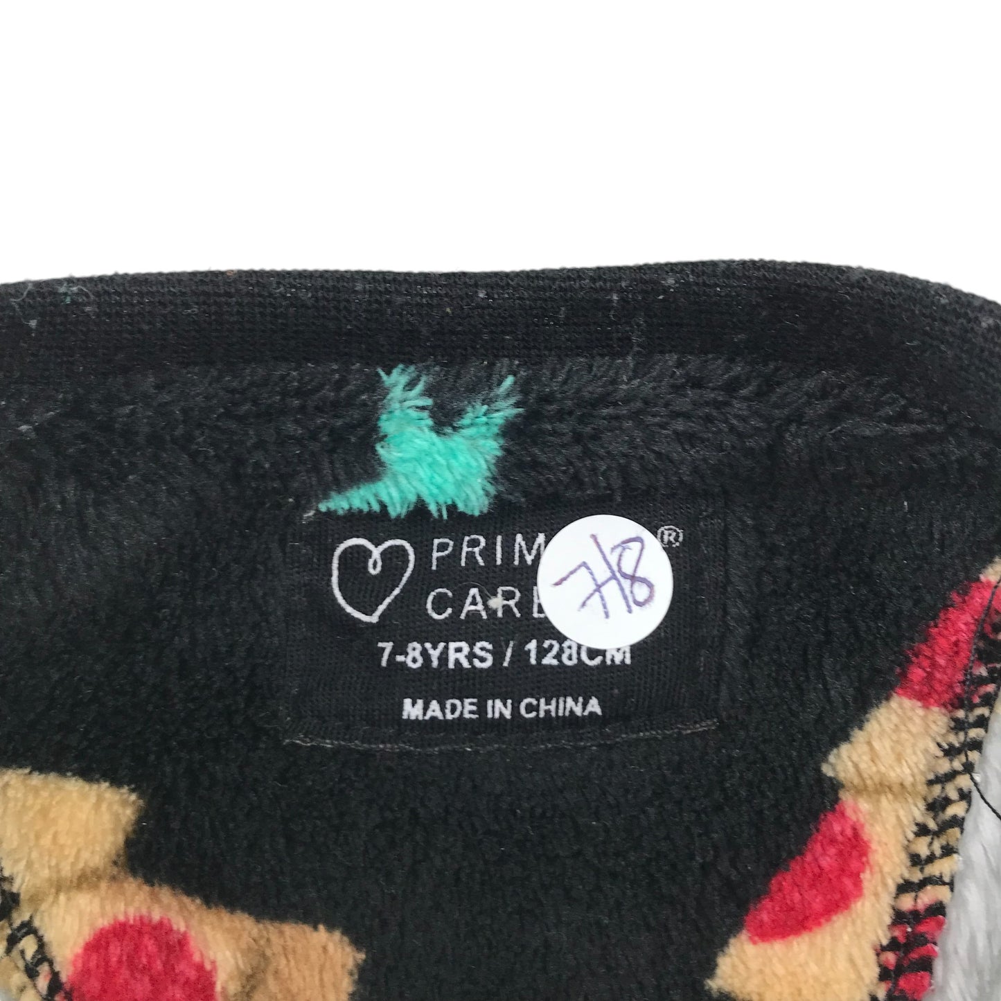 Primark Festive Jumper 7-8 Years Grey with Black Sleeves Fluffy Pizza Tree Graphic