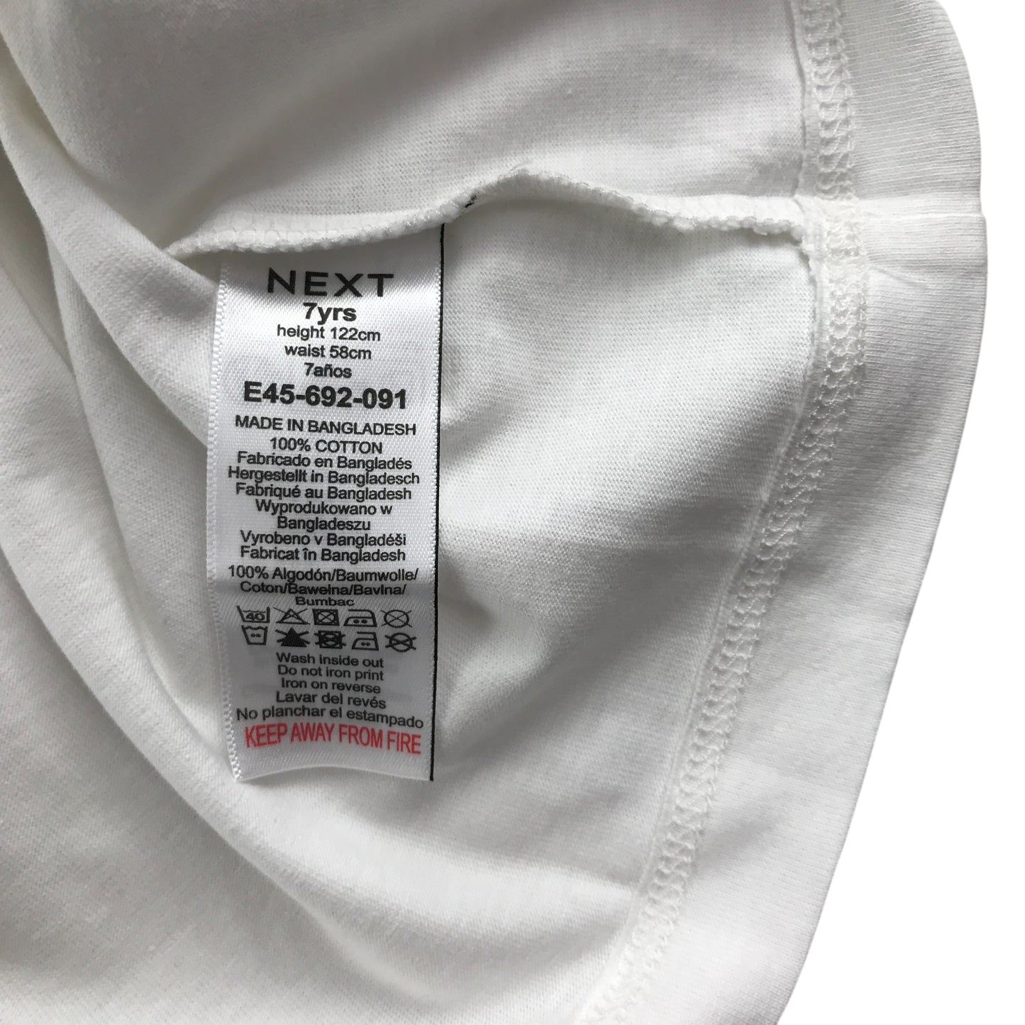 Next t-shirt Age 7 white crew neck smiley graphic cotton