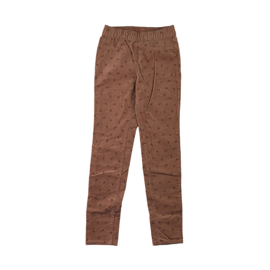 H&M Trousers Age 9 Brown Floral Corduroy Jeggings