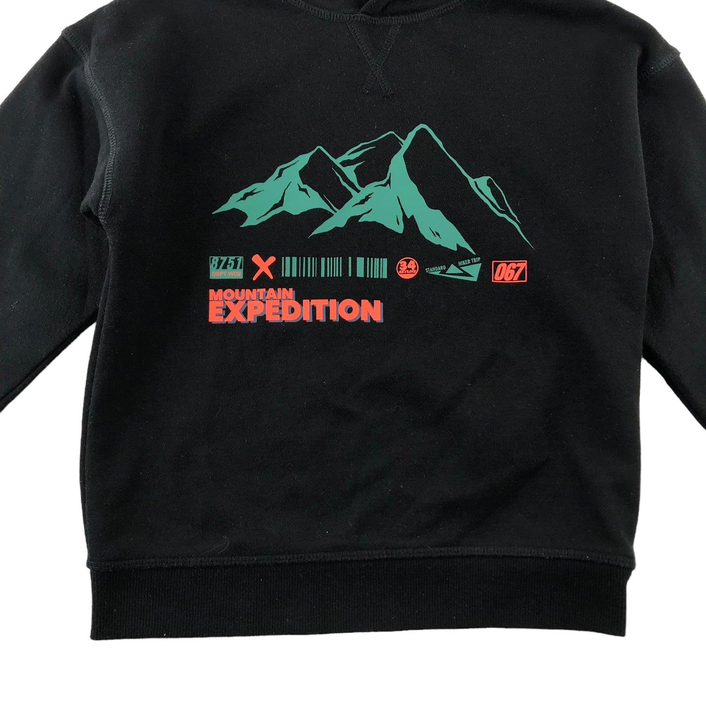 Primark hoodie 7-8 years black mountain view graphic