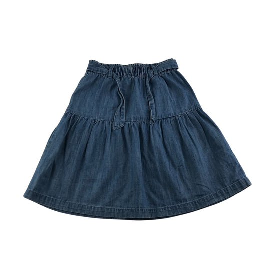 Next Skirt 8-9 year blue denim layered with belt and elasticated waist cotton