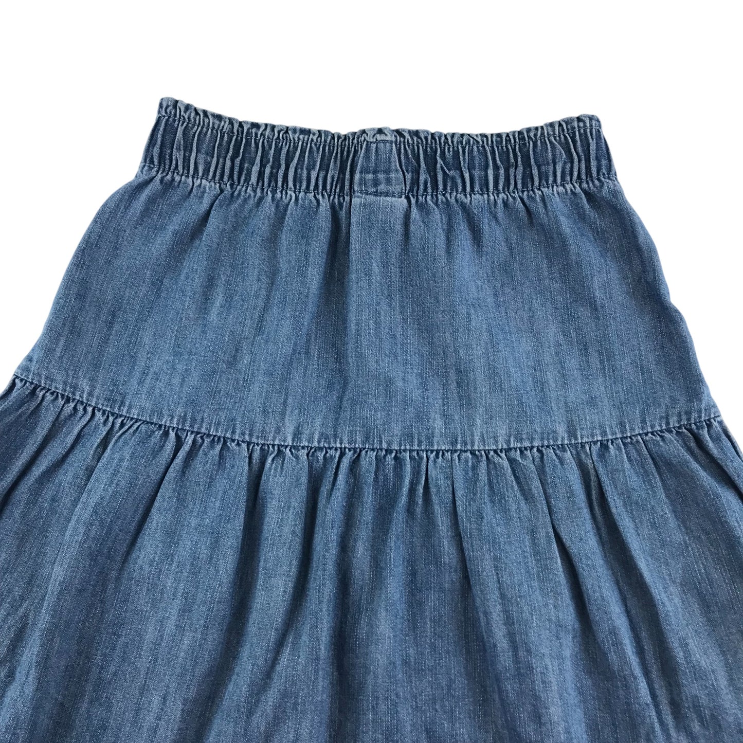 Next Skirt 8-9 year blue denim layered with belt and elasticated waist cotton