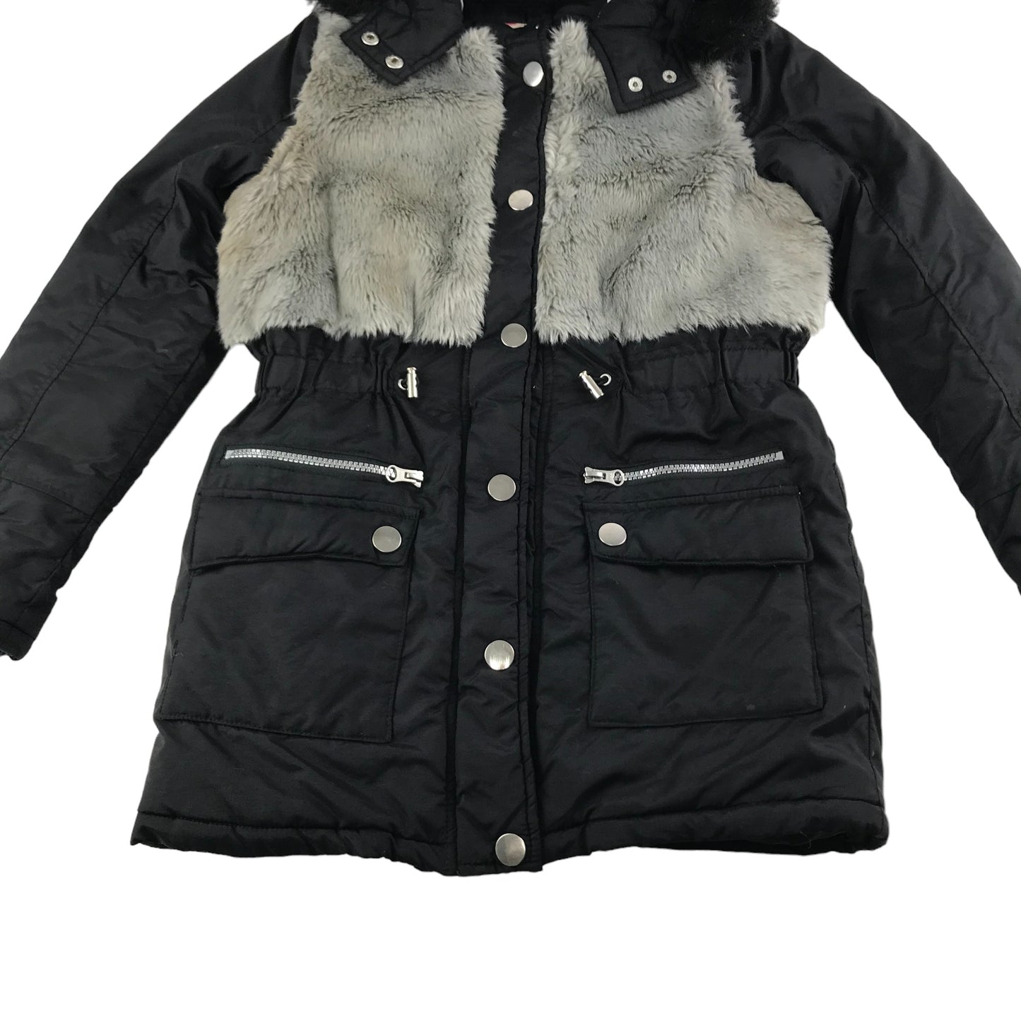 Freespirit Jacket Age 11 Black and Brown Faux Fur Panelled Parka