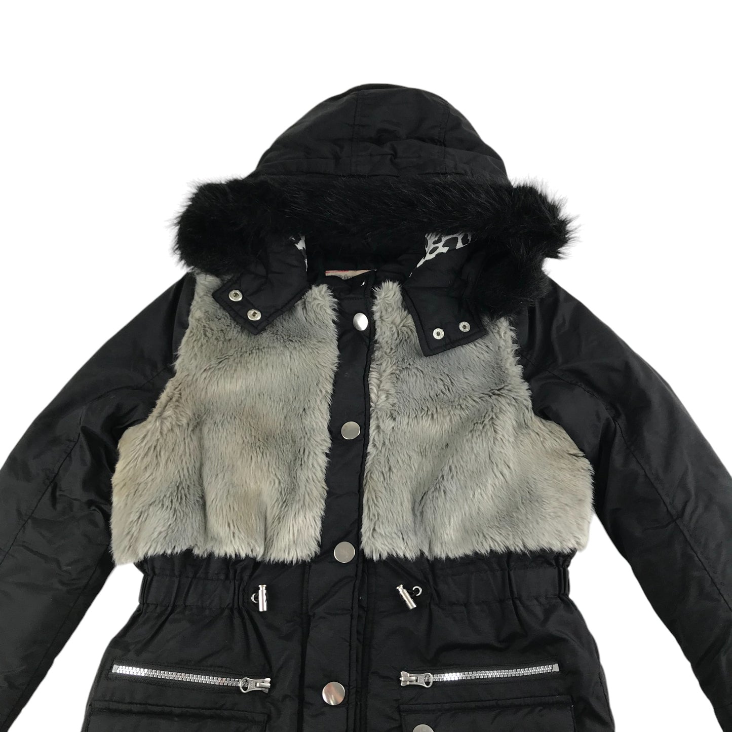 Freespirit Jacket Age 11 Black and Brown Faux Fur Panelled Parka