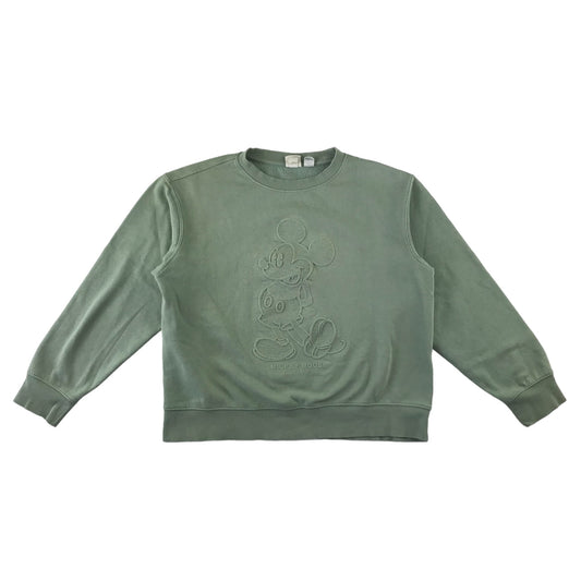 H&M sweater Women size S green Mikey Mouse outline graphic slightly cropped