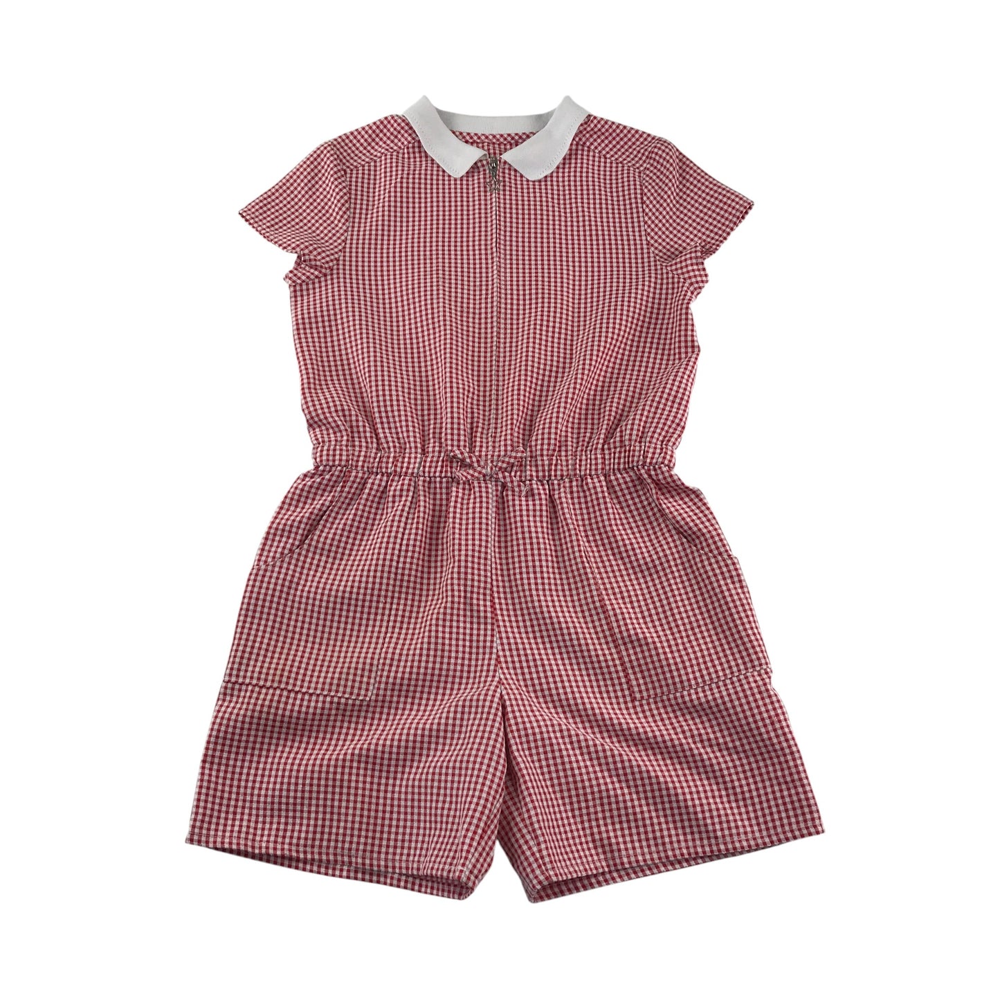 School Gingham Summer Jumpsuit with zipper fastening