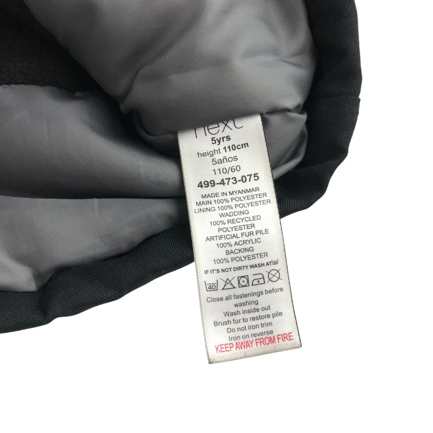 Next jacket 4-5 years navy parka fleece lining