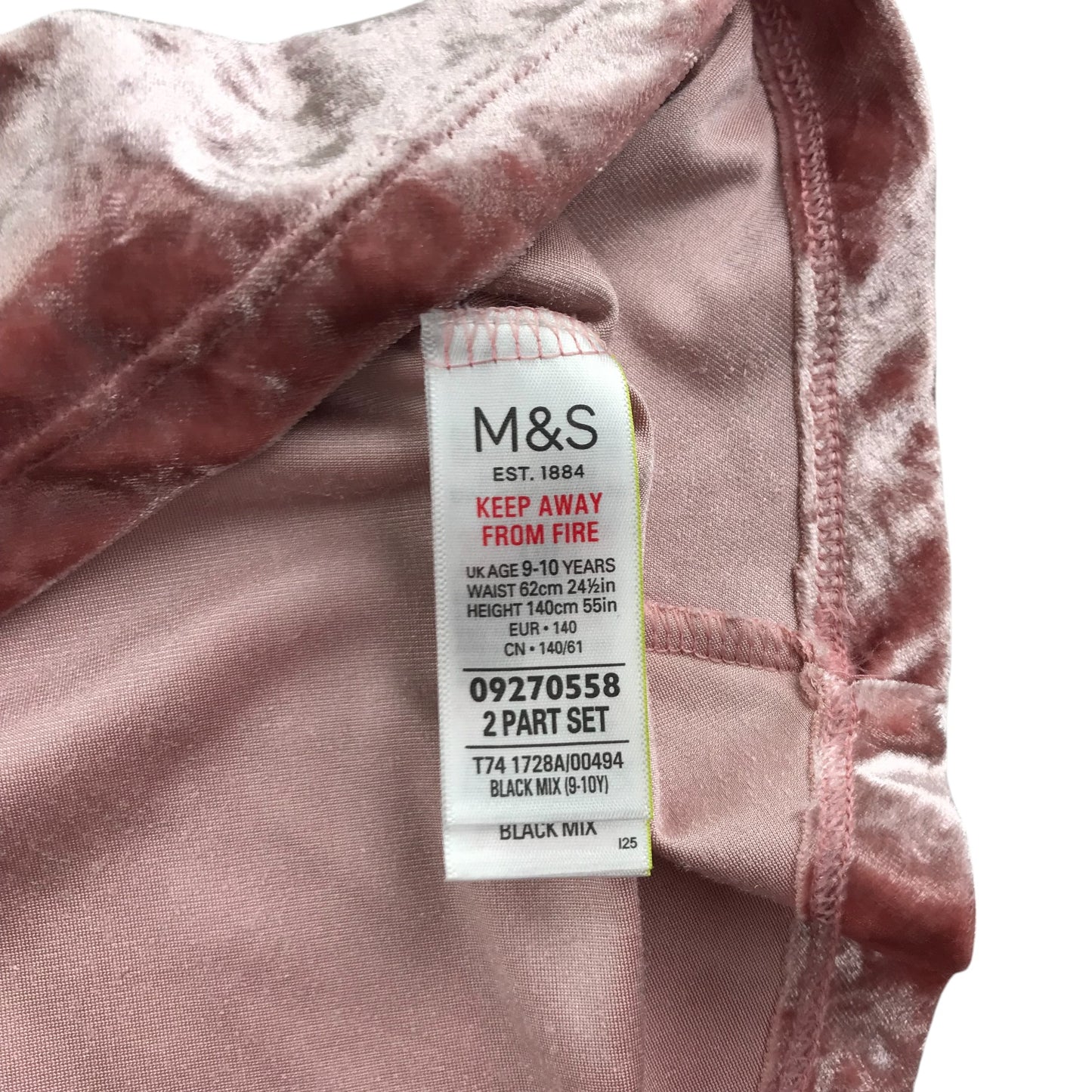 M&S skirt 9-10 year pink plain velvety with thin waistband