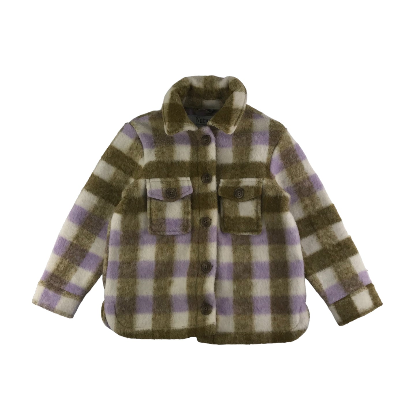 Nutmeg Fleece Jacket Age 5 Lilac Brown White Check Pattern