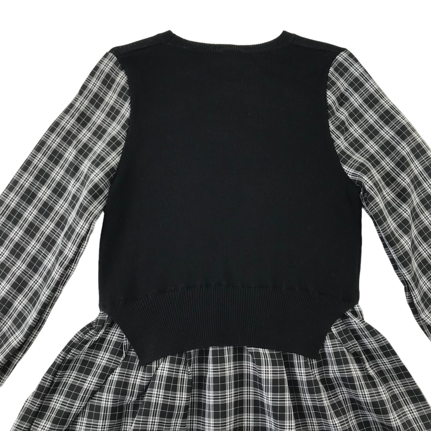 New Look blouse Size UK 10 black knitted vest with checked blouse