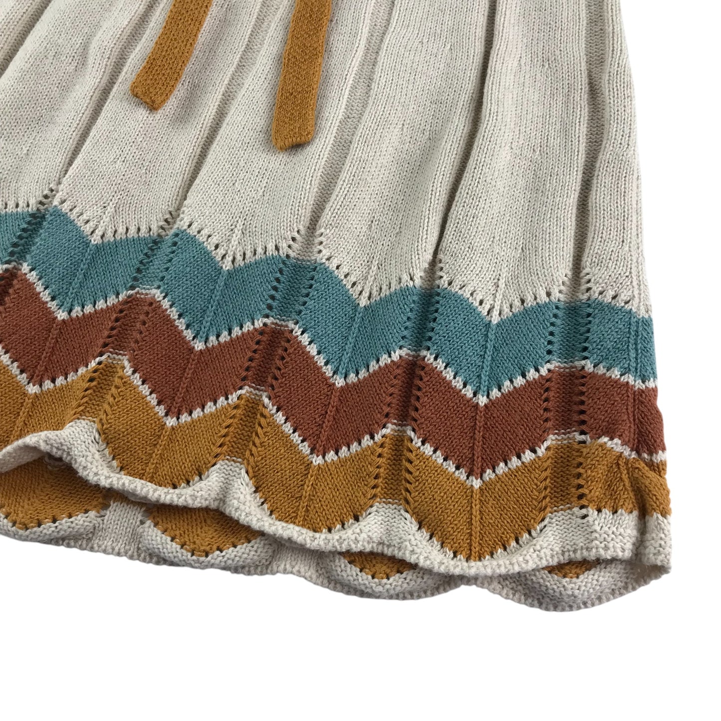 Mabli skirt 9-10 years beige brown and blue cotton linen blend