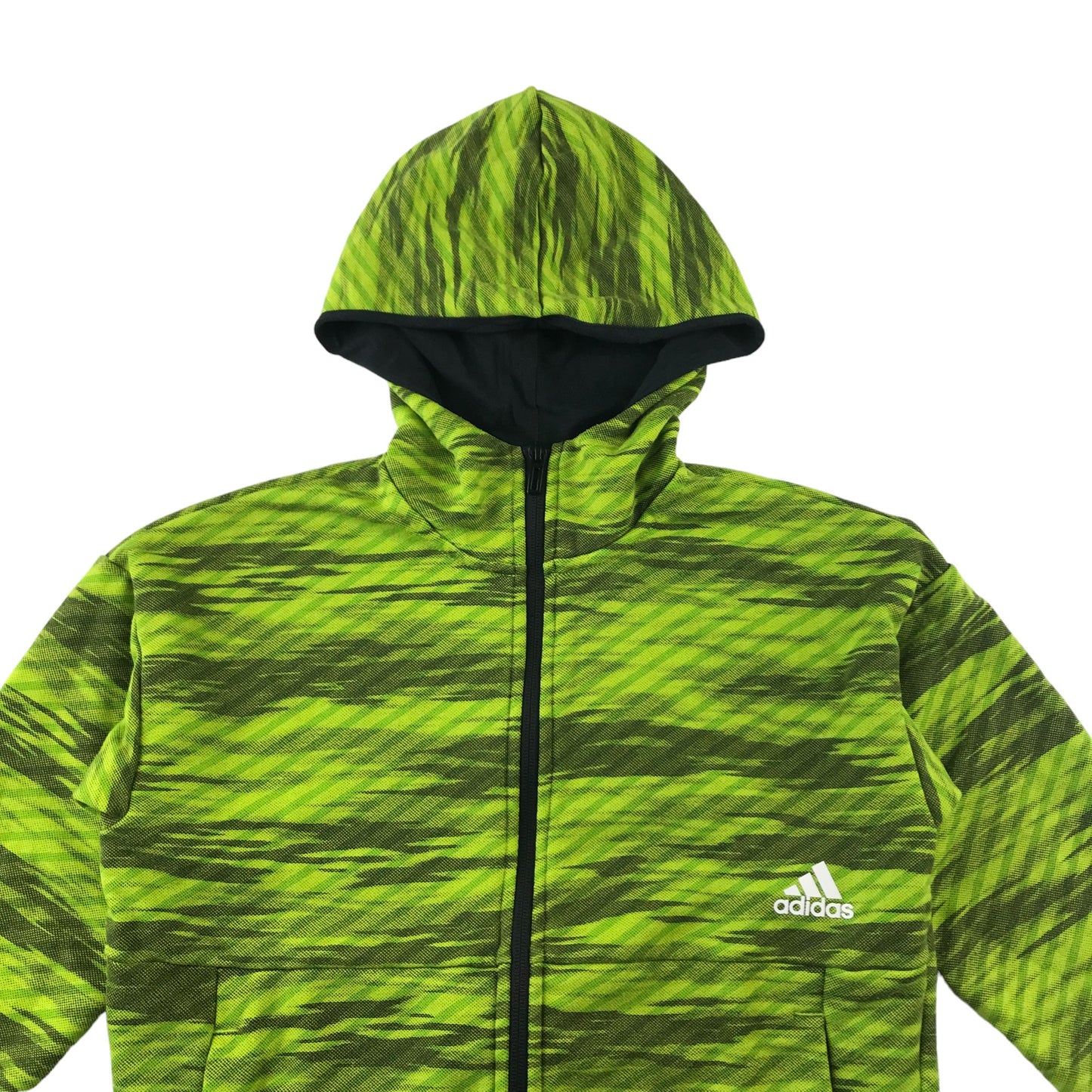 Adidas Hoodie Age 9 Green and Grey Graphic Print Pattern